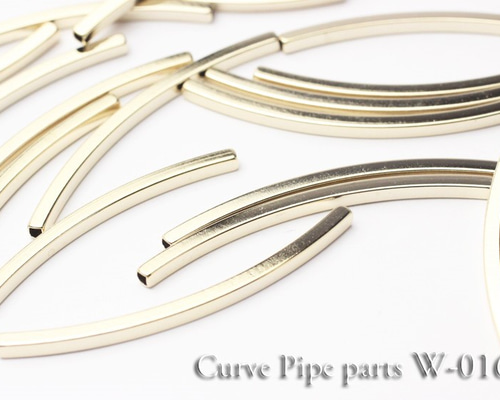 10本】角線カーブパイプパーツ2.0×40mm《PI-016》（金色） 金具
