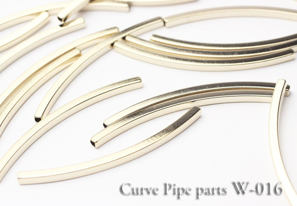 10本】角線カーブパイプパーツ2.0×40mm《PI-016》（金色） 金具