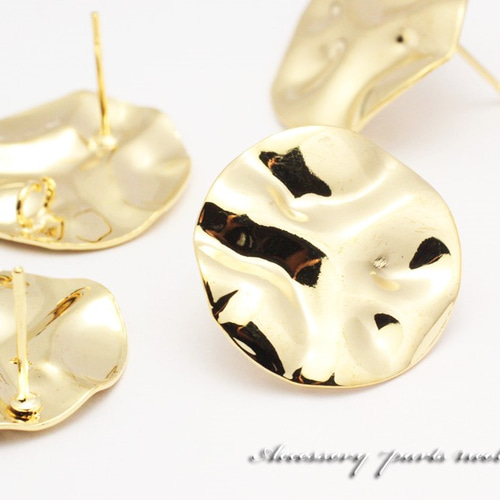 SALE☆【4個】デザインピアスパーツ《ER-43》20mm波丸（金色