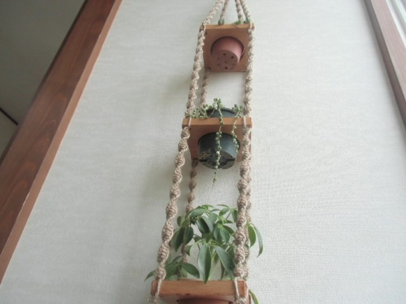 ハンギングタワー　02　プラントハンガー　ハンギング　マクラメ　観葉植物　雑貨　インテリア　鉢　吊るす　おしゃれ　日本製 3枚目の画像