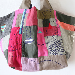 絨球立方手提袋“ Pink＆Khaki” 第6張的照片