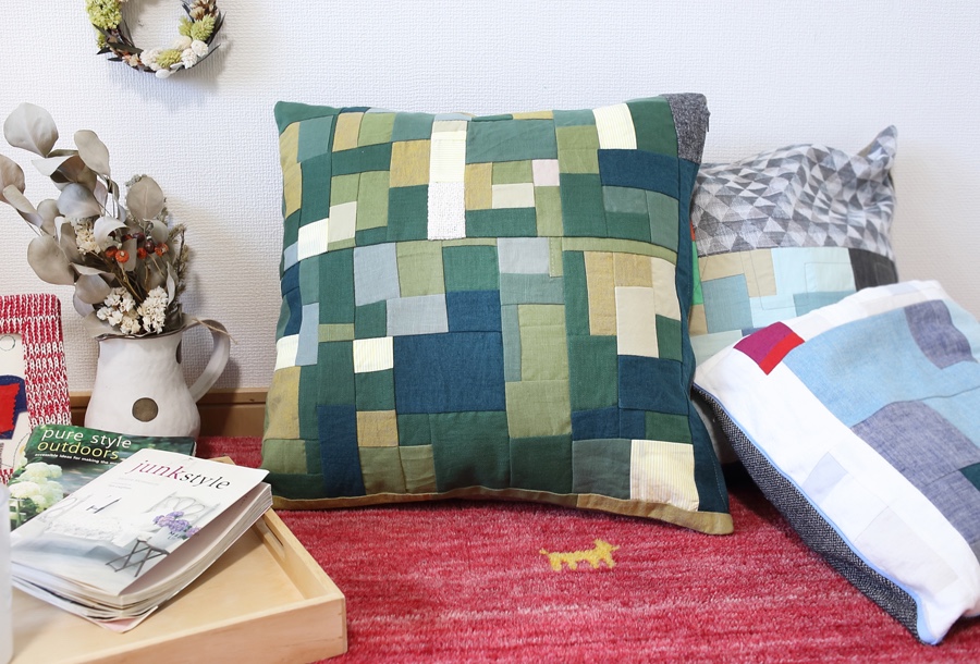 クッションカバー×nunotunagi☆45x45cm☆グリーンパワーc10