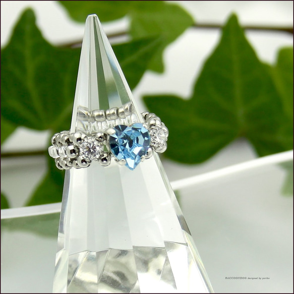 スワロアクアマリン・ハートの雫【スワロフスキー♡〈アクアマリン〉と