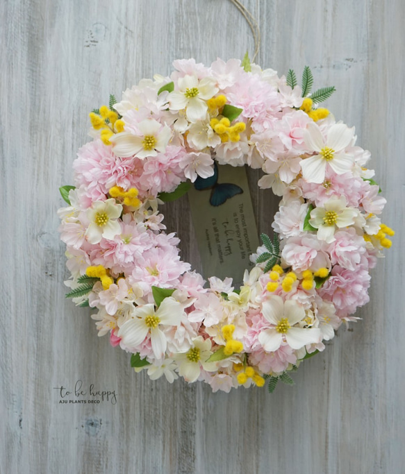 Spring Wreath ～桜～28cm（造花） 2枚目の画像