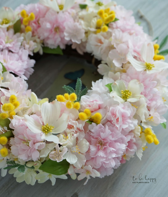 Spring Wreath ～桜～28cm（造花） 3枚目の画像