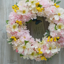 Spring Wreath ～桜～28cm（造花） 4枚目の画像