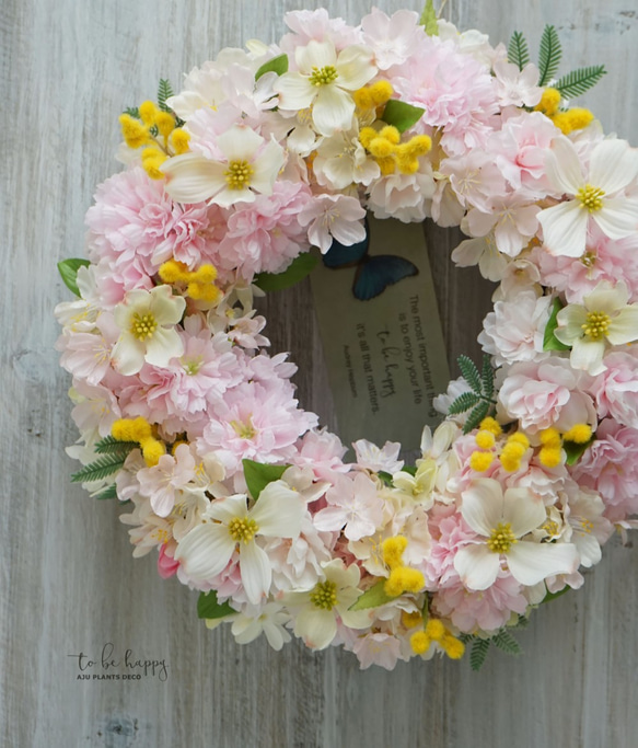 Spring Wreath ～桜～28cm（造花） 4枚目の画像