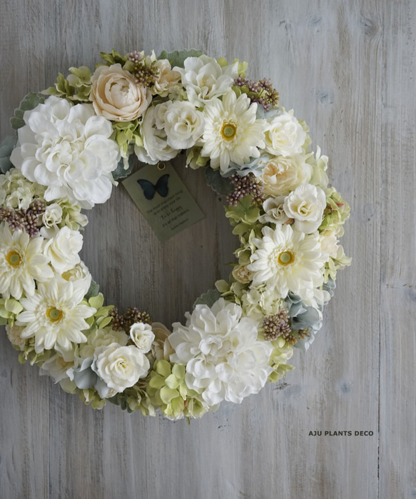 Wreath ~WHITE~  31.5cm（造花） 1枚目の画像