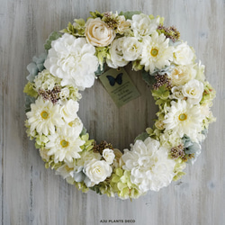 Wreath ~WHITE~  31.5cm（造花） 2枚目の画像