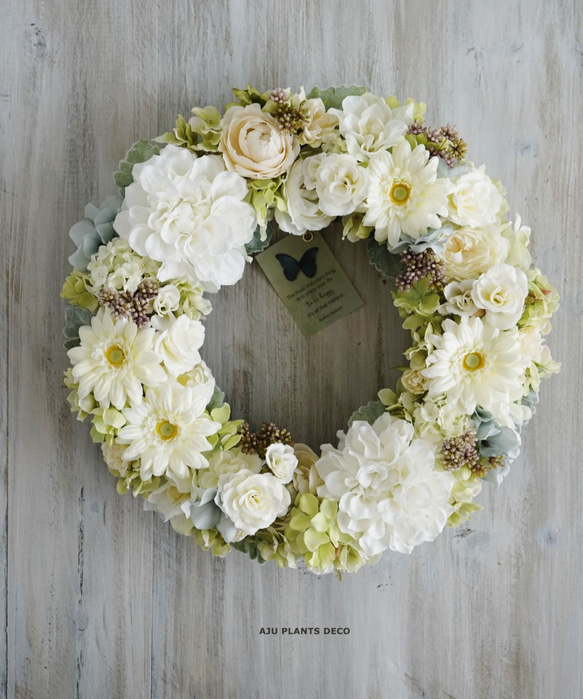 Wreath ~WHITE~  31.5cm（造花） 2枚目の画像