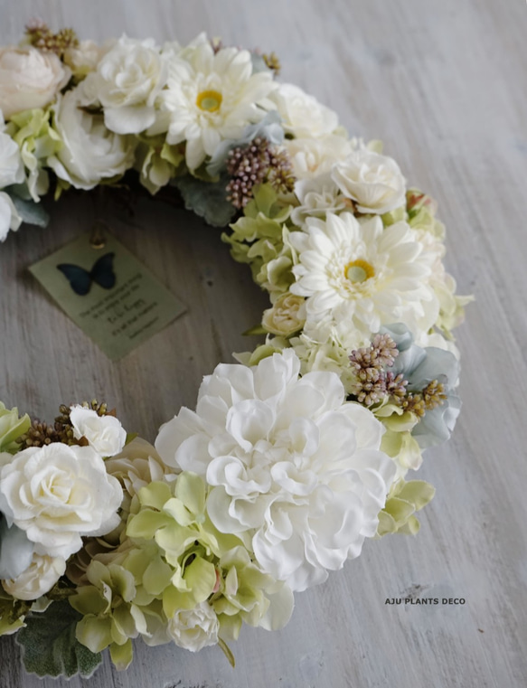 Wreath ~WHITE~  31.5cm（造花） 3枚目の画像