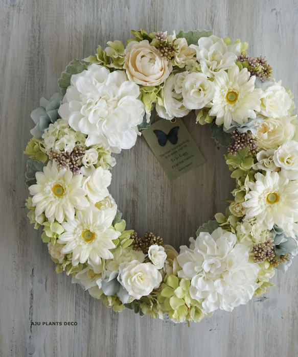 Wreath ~WHITE~  31.5cm（造花） 4枚目の画像