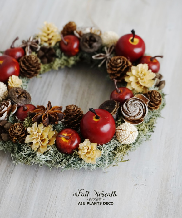 Fall Wreath ～りんごの森の収穫祭～　１7cm 2枚目の画像