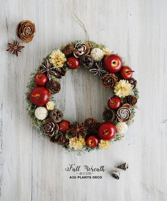 Fall Wreath ～りんごの森の収穫祭～　１7cm 5枚目の画像