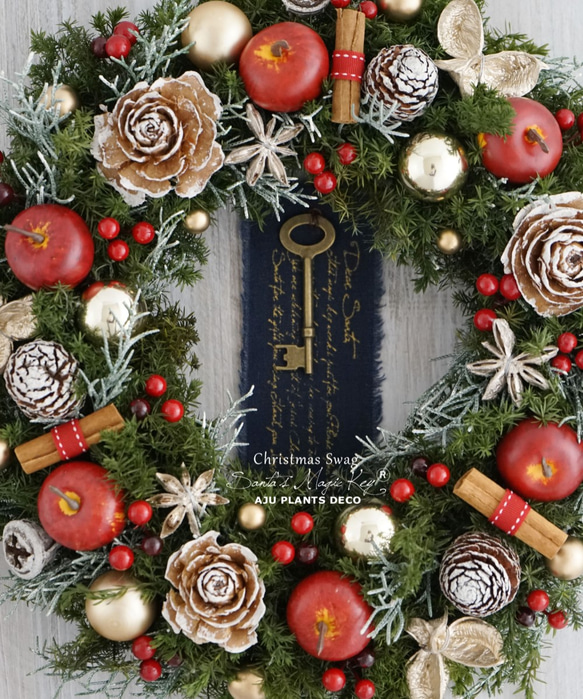クリスマスリース（0721）～Santa's Magic Key(R)～　28cm 6枚目の画像