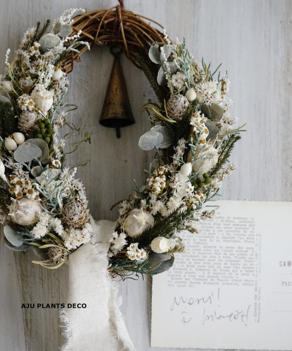 Dried flower Wreath ～J’aime ça. ～　18X16cm 3枚目の画像