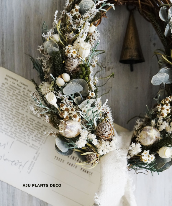 Dried flower Wreath ～J’aime ça. ～　18X16cm 4枚目の画像