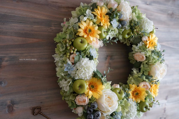 Wreath (2717) ～green x yellow～ 38cm 2枚目の画像