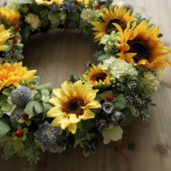 Sunflower Wreath 40cm（造花） 4枚目の画像