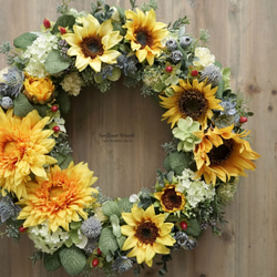 Sunflower Wreath 40cm（造花） 5枚目の画像