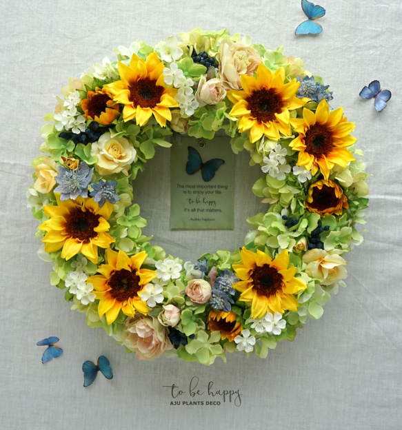 Sunflower Wreath 33cm（造花） 2枚目の画像