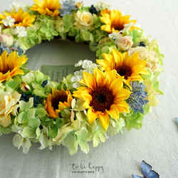 Sunflower Wreath 33cm（造花） 4枚目の画像