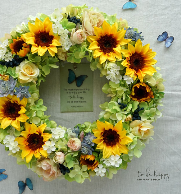 Sunflower Wreath 33cm（造花） 5枚目の画像