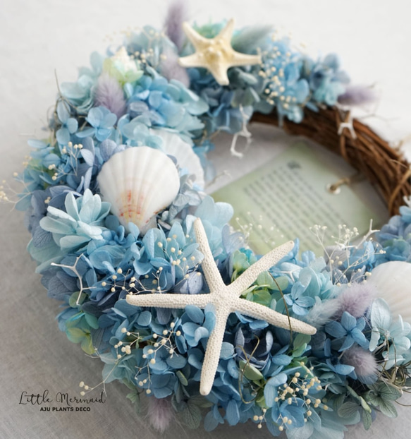 Summer Wreath ～Little Mermaid～　24x25cm（プリザ） 5枚目の画像