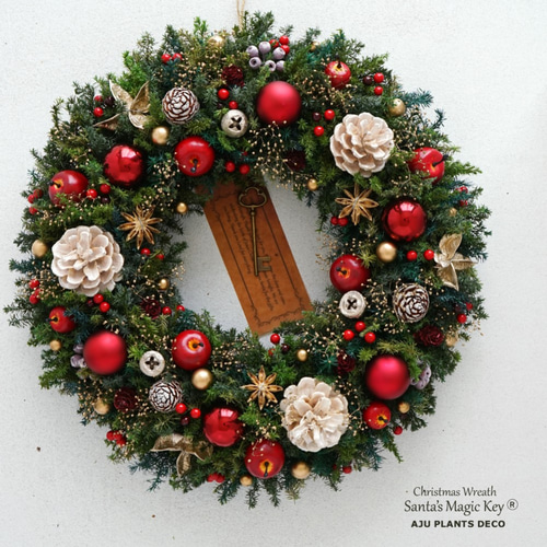 11.クリスマス丸リース クリスマスリース(1119)～Santa's Magic Key(R)～ 35cm リース AJU