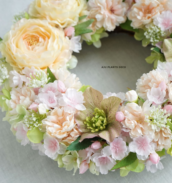 Spring Wreath ～桜～28cm（造花） 5枚目の画像