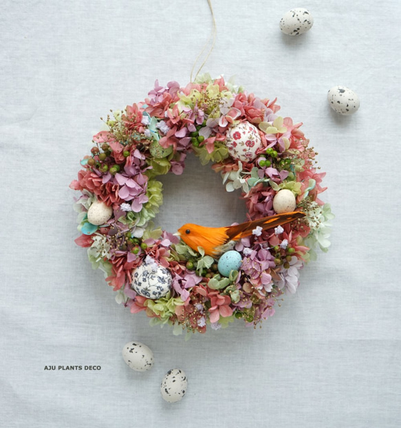 Easter Wreath 21cm（プリザ） 4枚目の画像