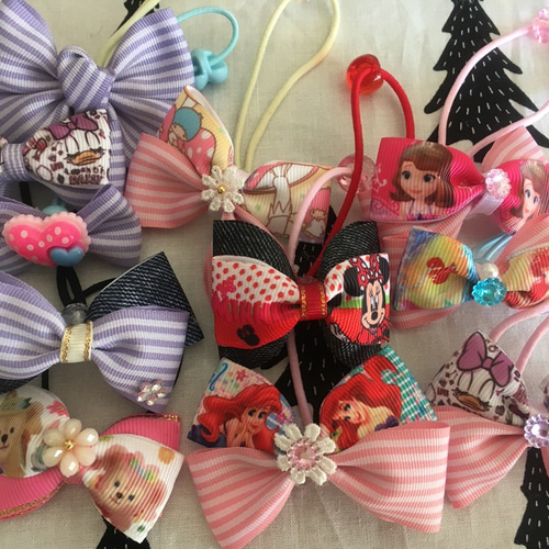 送料無料 ダッフィーとシェリーメイ お花飾り付きデニム リボン