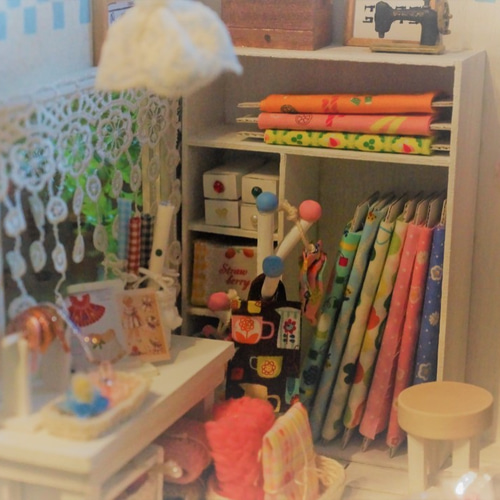 ドールハウス ミニチュア 手芸屋さん「Baby blue」 立体・オブジェ 風