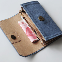 霧藍 帆布可水洗紙 零錢包卡片夾 輕錢包 附紙盒 環保材質 可包裝 Vegan 第5張的照片