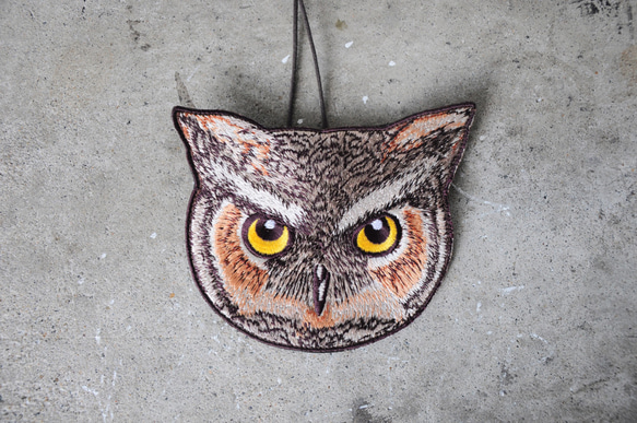 1983ER動物刺繡カッティングスリーブの錢を刺して/掛の飾を包む-ふくろうowl 1枚目の画像