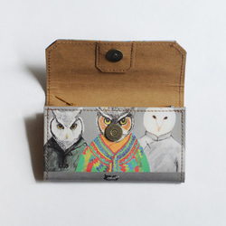 防水加工紙カード 小銭入れ-フクロウの親友 4枚目の画像