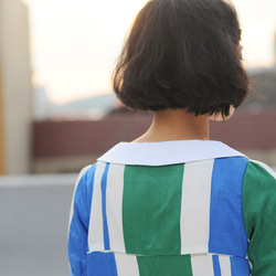 1983ER X 比肩-學生領綠藍幾何日本薄棉料長上衣/只有一件/謝謝你獨家擁有 第7張的照片