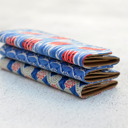 古代の布で洗ったクラフト紙の長いクリップ-青い窓の花-財布/財布/財布/お金 7枚目の画像