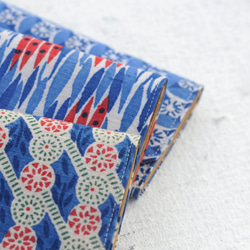 古代の布で洗ったクラフト紙の長いクリップ-青い窓の花-財布/財布/財布/お金 8枚目の画像