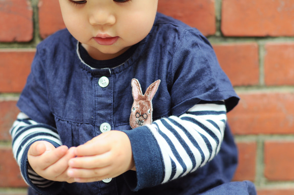 動物刺繍ピン/ブローチ - Forest Rabbit 6枚目の画像
