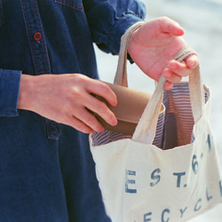 ストロベリーミルク/ピンクのキャンバス紙バッグ - 超軽量/財布/洗える、動物不使用/天然繊維素材で手作り 7枚目の画像