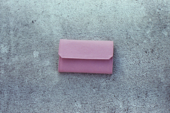 色票系列-厚帆布 可水洗紙 零錢包 卡片夾-粉紅 第3張的照片