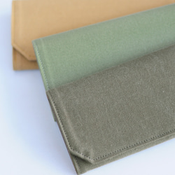カラーチャットシリーズ 帆布 洗えるクラフト紙長財布-Matcha/超軽量 6枚目の画像