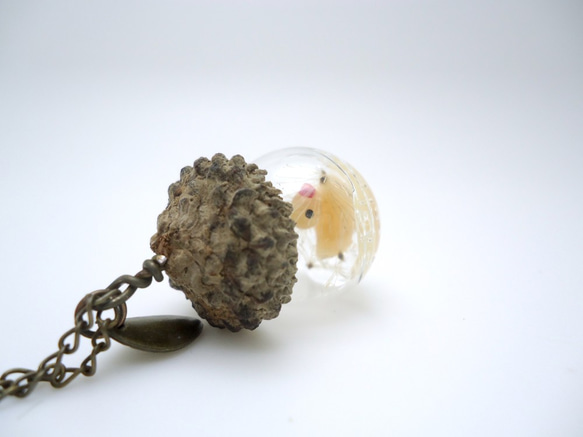 MNII○松果裡的小鴨○乾燥花○玻璃球項鍊 第5張的照片