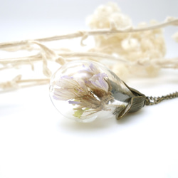 MNII○○ドライフラワーは○ロマンチックな紫色のガラス玉は、ネックレスをドロップ 3枚目の画像