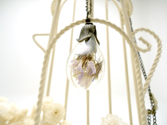 MNII○○ドライフラワーは○ロマンチックな紫色のガラス玉は、ネックレスをドロップ 7枚目の画像