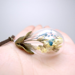 MNII○藍黃花○乾燥花○水滴玻璃球項鍊 第10張的照片