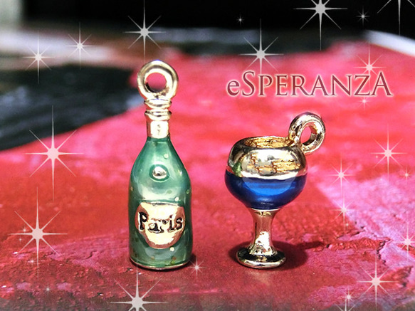 銀製ミニチュア　シャンパンとグラス 銀製ミニチュア シャンパンとグラス O ミニチュア雑貨 飲み物
