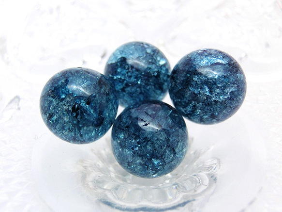 10mm【4個】地球みたい♪アース・ブルー色のクラッククリスタル天然石ビーズ☆クラック水晶 4月の誕生石M-S32-B 9枚目の画像