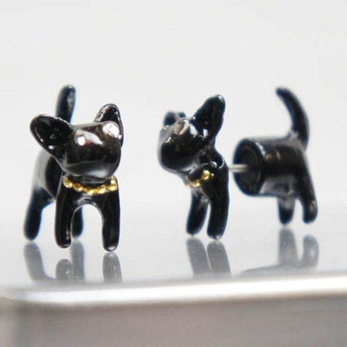 黒猫ジジの立体ピアス☆ネコモチーフ ピアス（フープ） eSPERANZA
